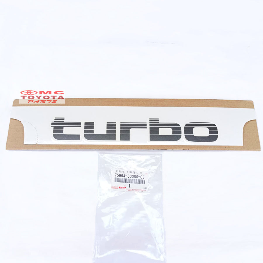 Sticker Turbo Land Cruiser VX80 HDJ80 Original Toyota 75994-60080-03 Stiker Turbo Body Landcruiser VX80 VX / VXR HDJ Label Tulisan turbo Samping Fender Belakang Warna Grey Abu Silver Ori