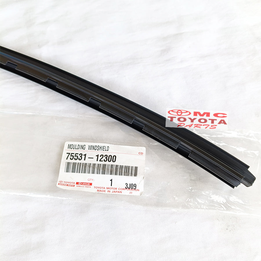 Karet Kaca Depan Lis Kaca Depan Corolla Twincam Bagian Atas Original Toyota 75531-12300 Moulding Molding Karet List Kaca Depan Atas Chrome