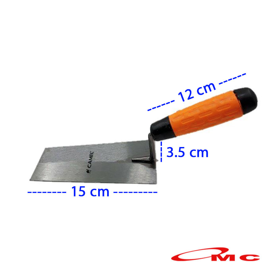 Camel Sendok Semen Kotak 6" inch Gagang Karet Fiber Anti Slip Sendok Semen Papak Segi Kotak Sendok Bata Sendok Acian Camel 6 in Alat Adukan Semen Pasir Cetok Tembok Plat Baja