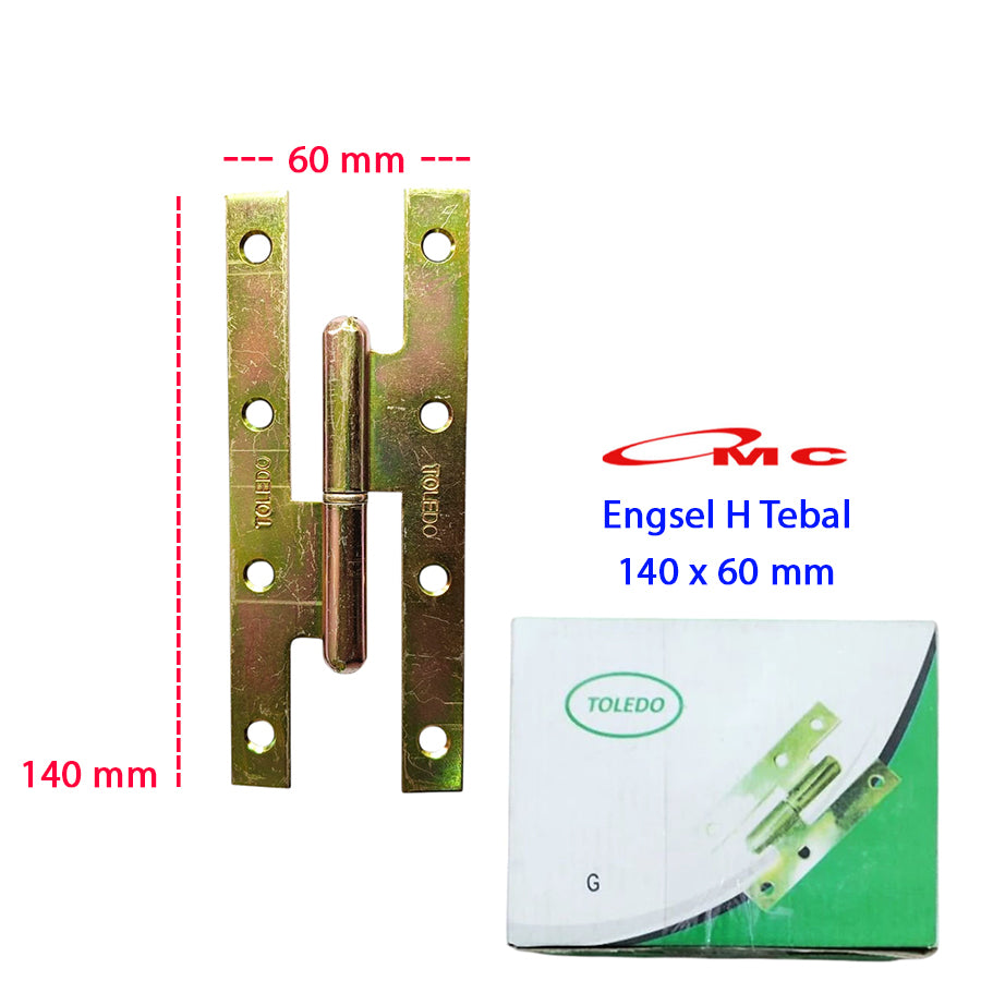 Engsel H Toledo Tebal 140x60mm Engsel Cabut Engsel Pintu H Tebal Engsel Besi Pintu Jendela Engsel Copot Bongkar Pasang 140 x 60 x 2mm 140x60 mm 140mm X 60mm Plat Besi Kuning