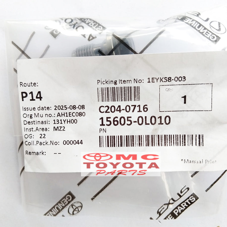 Baut Pipa Zet jet Valve Oli Oil Fortuner Kijang Innova Hilux Diesel 2KD 1KD 15605-0L010 Original