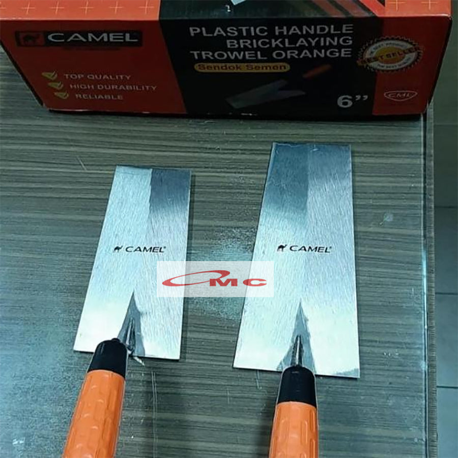 Camel Sendok Semen Kotak 6" inch Gagang Karet Fiber Anti Slip Sendok Semen Papak Segi Kotak Sendok Bata Sendok Acian Camel 6 in Alat Adukan Semen Pasir Cetok Tembok Plat Baja