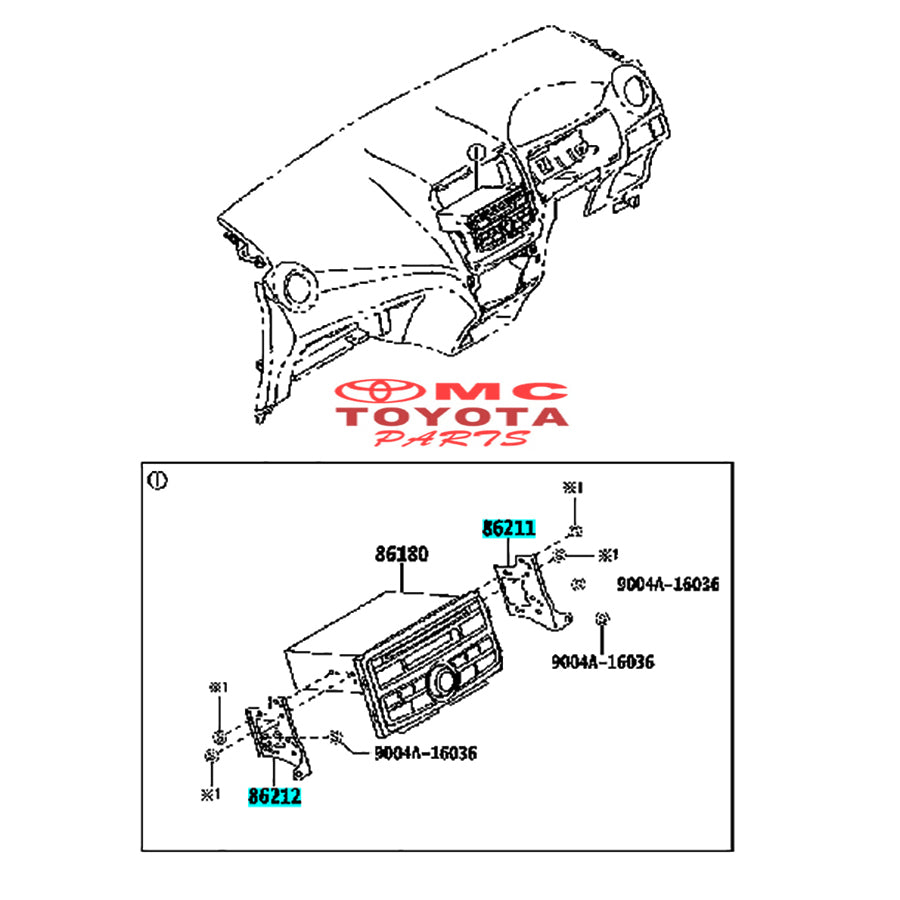 Bracket Breket Tape Kanan Kiri Breket Head Unit Dudukan Tape Agya Ayla Original 86211-BZ170 / 86212-BZ170 Braket Bracket Tape Radio Breket Tip Breket Dudukan Tape Head unit Ori