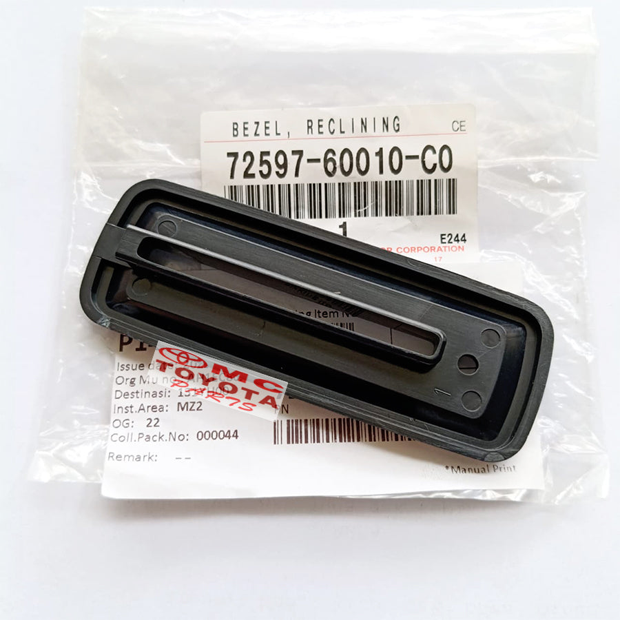 Bezel Jok Land Cruiser VX80 LC80 Cover Handle Kursi Tengah Orisinil 72597-60010-C0 Bezzel Jok Landcruiser Bezel Jok Tengah Toyota Land Cruiser VX 80 Original Reclining