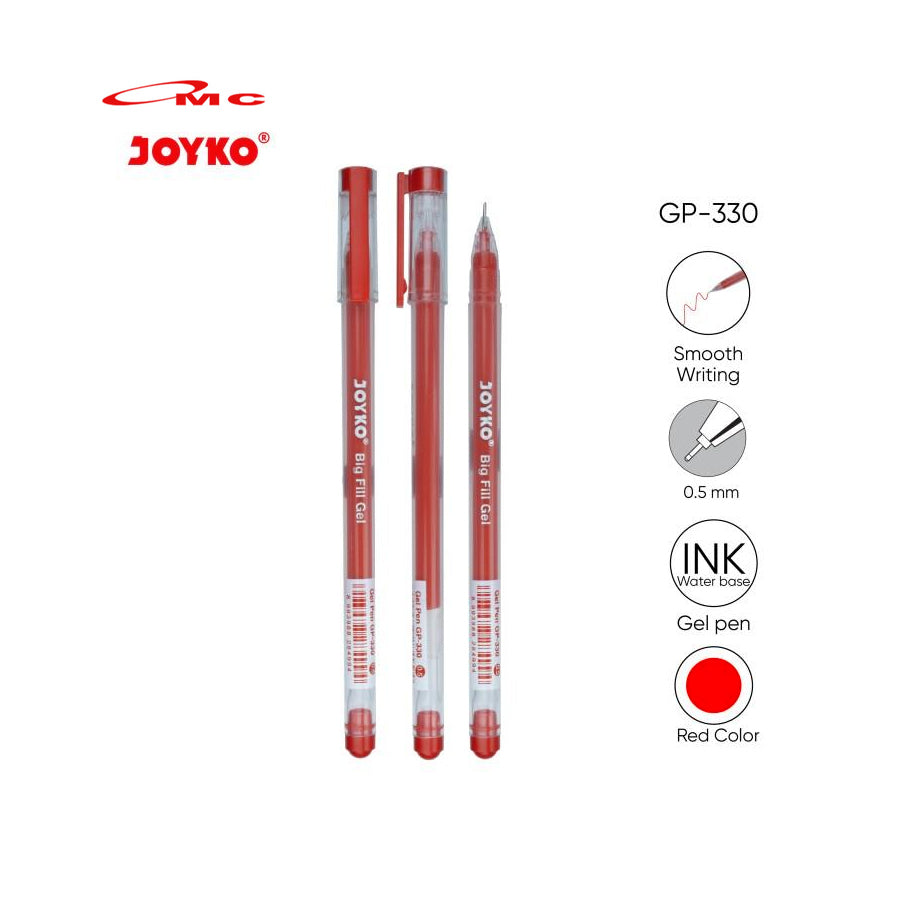 JOYKO Gel Pen Pulpen Pena GP-330 Big Fill Gel 0.5 mm Joyko GP-330 Pulpen Gel Pen Pulpen Gel Joyko Alat Tulis Ballpoint Bolpen Ball Pen Pena Joyko