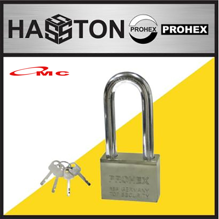Gembok Satin Leher Panjang 40mm 1092-001 Hasston Prohex Heavy Duty Lock Padlock 4 Keys Gembok Safety Gembok Hasston 40mm Gembok Prohex Kunci Gembok Chrome Gembok Leher Panjang 40 mm Long Haston