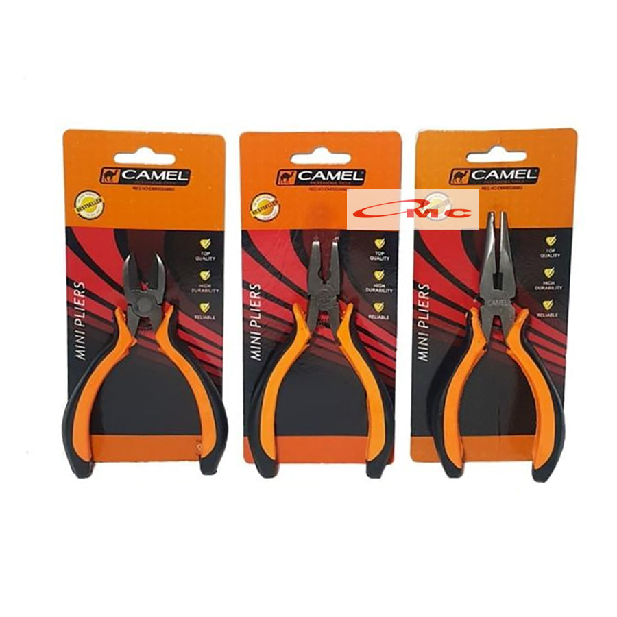 Tang Mini Camel Dengan Per 4.5" inch Tang Kombinasi Potong Lancip Mini Camel 4,5" Tang Lancip Tang Jepit Tang Potong Pemotong Kawat Kabel 4,5 4.5 inch Tang Mini Pliers Kecil Gagang Karet Anti Slip