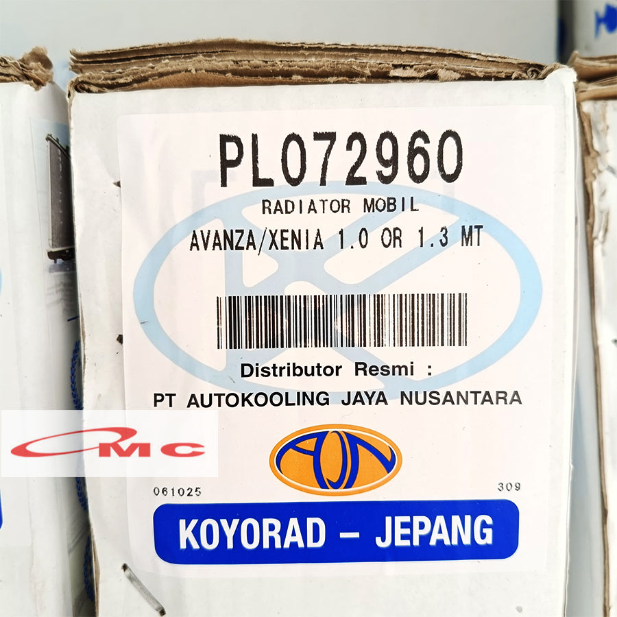 Radiator Avanza Xenia 1000cc 1300cc Tahun 2004-2011 Manual Koyorad Japan PL072960 Radiator Assy 1.0 1.3 / 1000 & 1300 cc