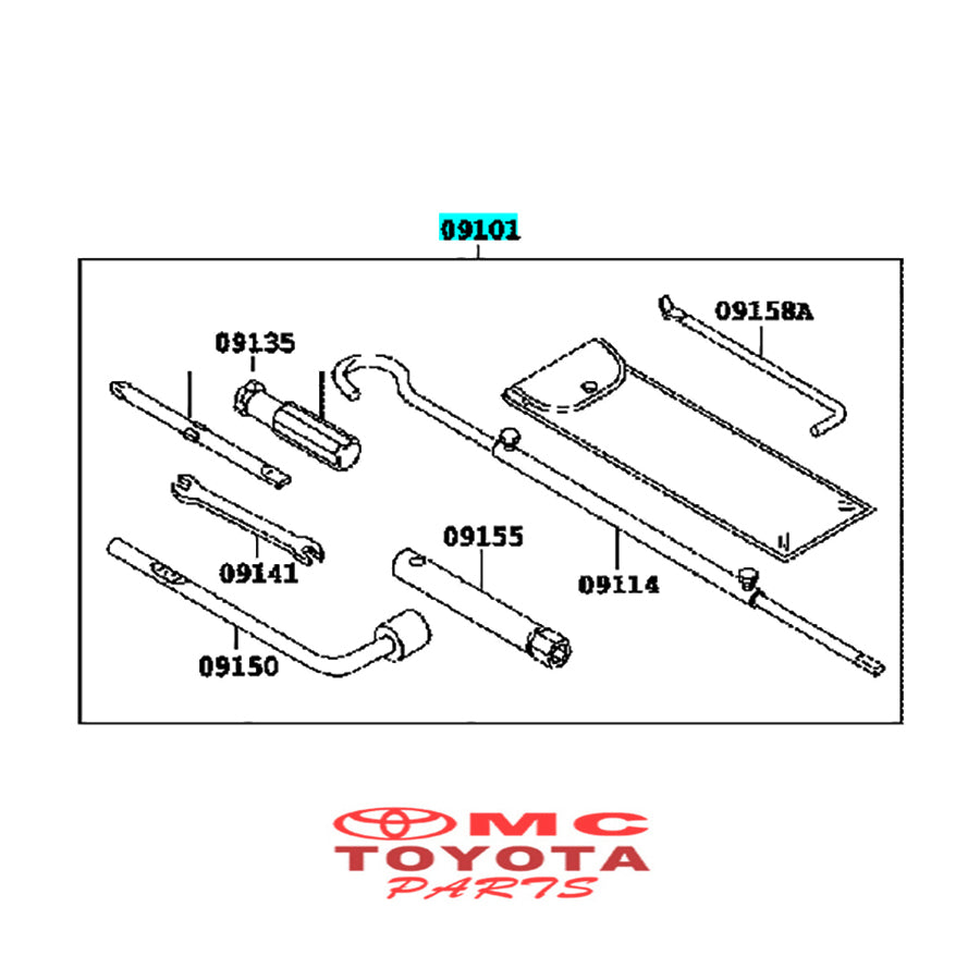 Tool Kit Set Avanza Xenia Rush Terios Innova Original 09101-BZ010 Toolkit Tool Set Kunci Ban Serep Tool Kit Kunci Roda Gagang Ban serep