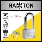 Gembok Satin Leher Panjang 40mm 1092-001 Hasston Prohex Heavy Duty Lock Padlock 4 Keys Gembok Safety Gembok Hasston 40mm Gembok Prohex Kunci Gembok Chrome Gembok Leher Panjang 40 mm Long Haston