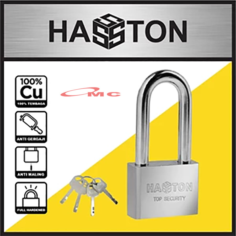 Gembok Satin Leher Panjang 40mm 1092-001 Hasston Prohex Heavy Duty Lock Padlock 4 Keys Gembok Safety Gembok Hasston 40mm Gembok Prohex Kunci Gembok Chrome Gembok Leher Panjang 40 mm Long Haston