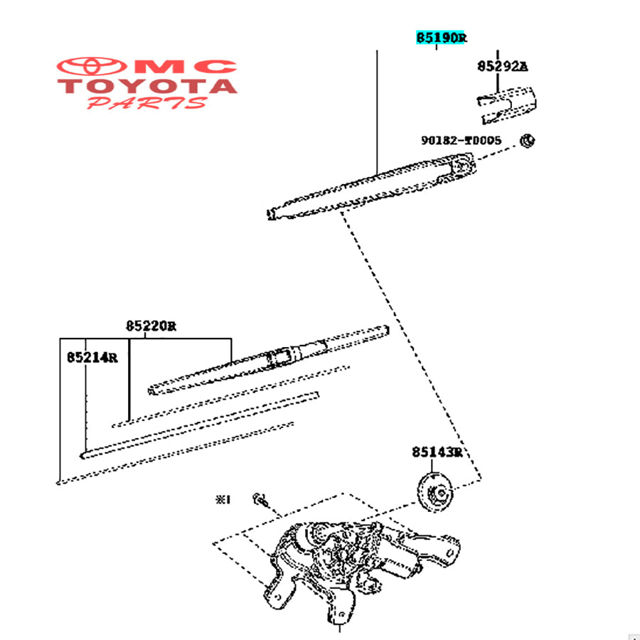 Gagang Wiper Blade Belakang Innova Reborn 2016-2022 Original Toyota 85241-0K040 Gagang Wiper Belakang Gagang Wifer Belakang Wiper Arm Belakang