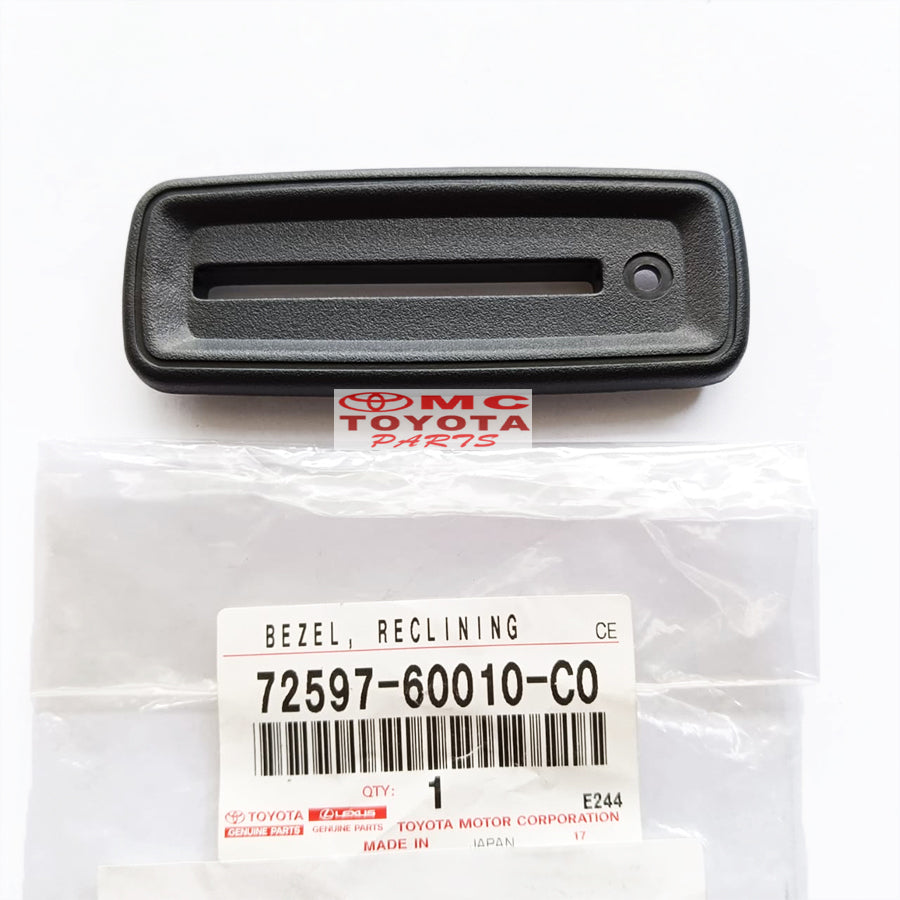 Bezel Jok Land Cruiser VX80 LC80 Cover Handle Kursi Tengah Orisinil 72597-60010-C0 Bezzel Jok Landcruiser Bezel Jok Tengah Toyota Land Cruiser VX 80 Original Reclining