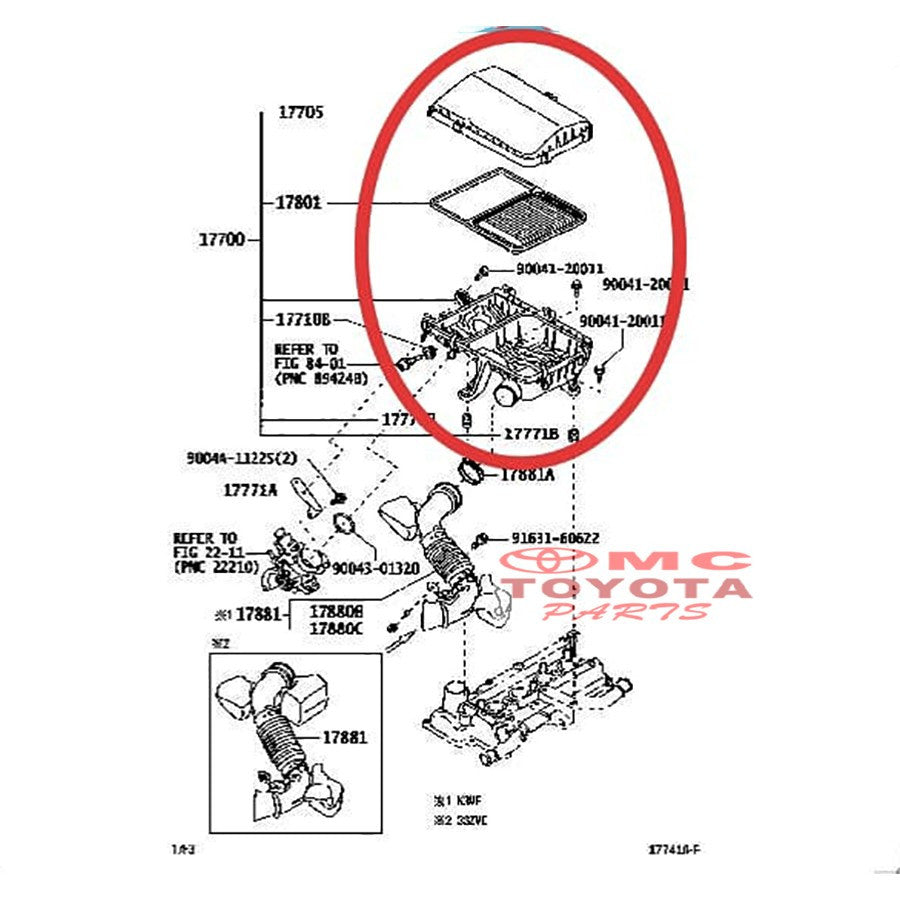 Rumah Filter Udara Set Termasuk Filter Udara Box Assy Tempat Saringan Udara Komplit Avanza Xenia 1300cc VVTI Rush Terios Original Toyota 17700-BZ190 17700-BZ191