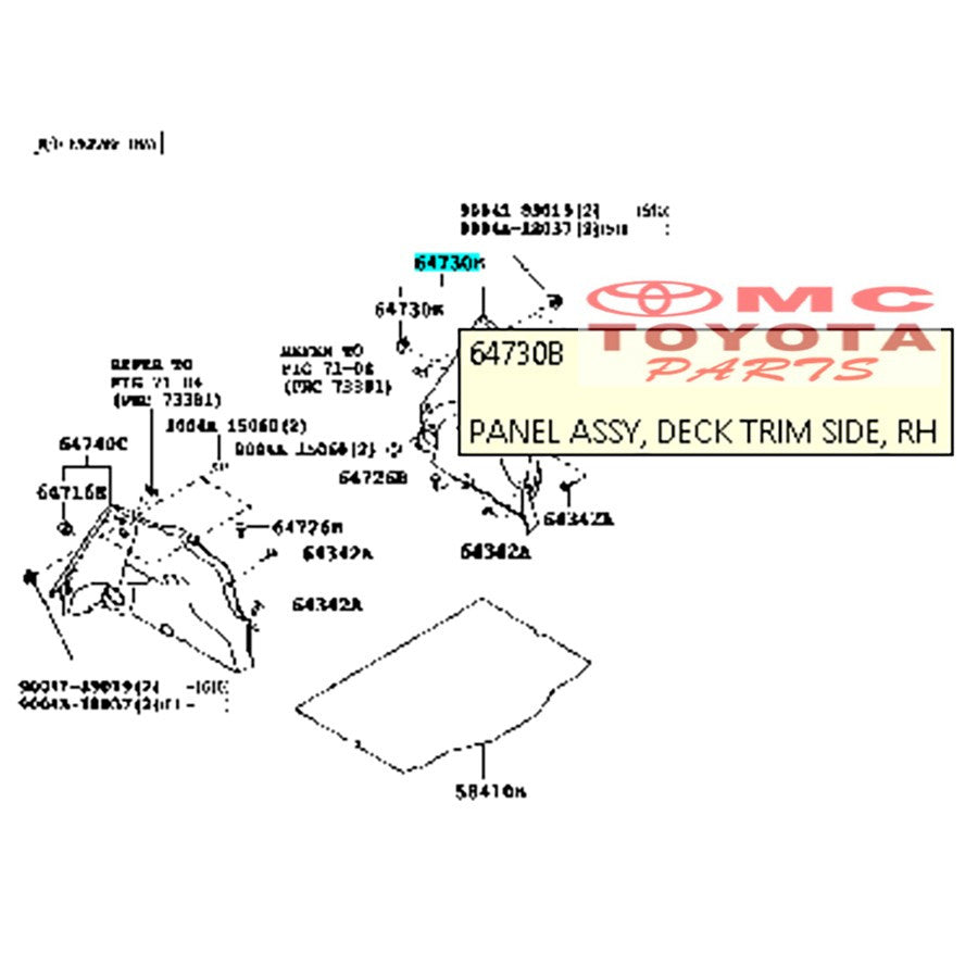 Panel Board Assy Deck Door Trim Doortrim Quarter Belakang Samping Bagasi Agya Ayla 2012-2017 Kiri kanan Original 64740-BZ150-B0 64730-BZ150-B0
