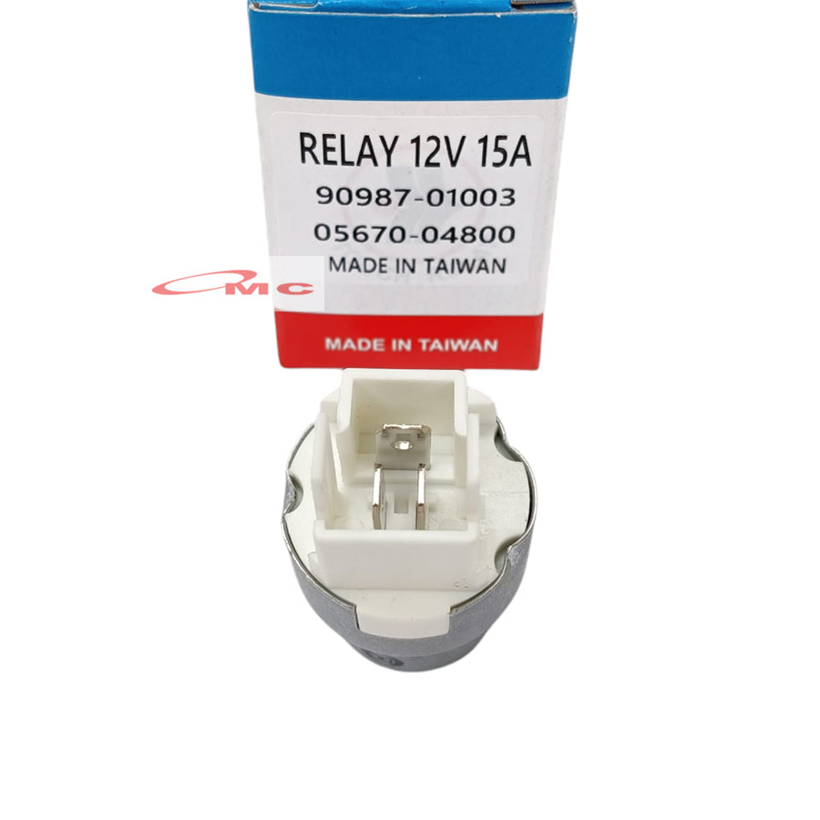 Relay 12V 15A Kaki 3 Universal Toyota Kijang Kapsul 5K Starlet Hilux Hiace Corolla Corona Camry Dyna Celica Coaster Carina Previa Land Cruiser DC 05670-04800 / 90987-01003 Relai Relay Bulat Relay Lampu Fog Lamp 12 Volt 12v 3 Kaki