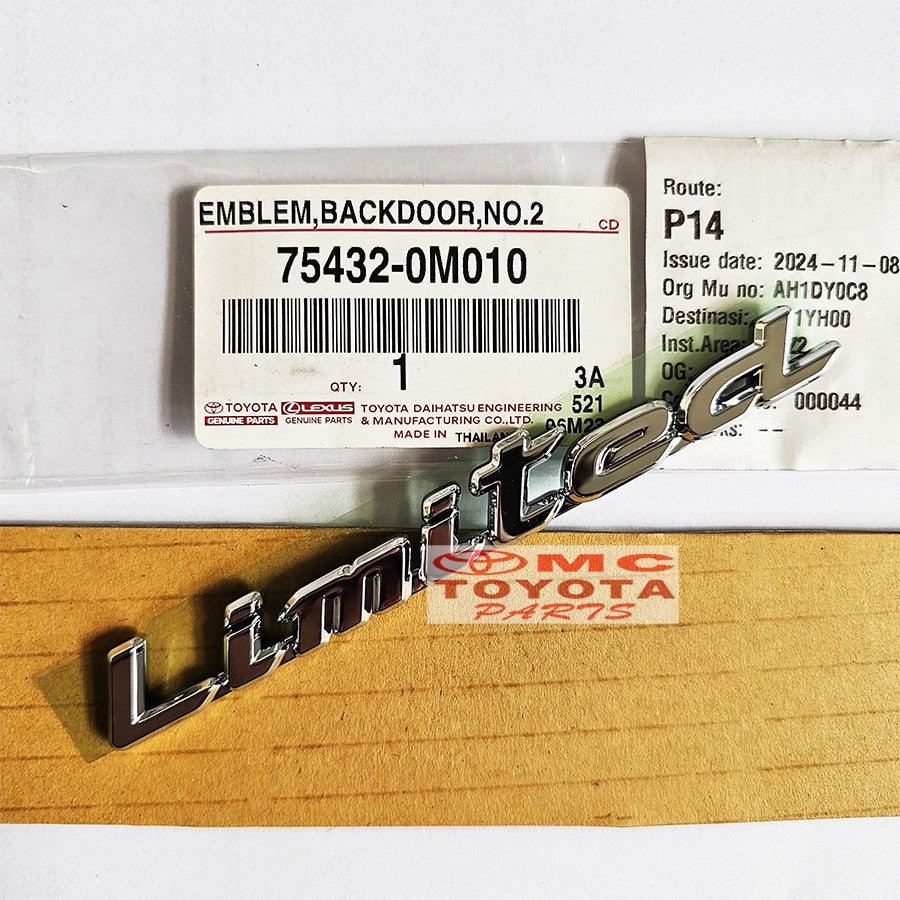 Emblem Logo Pintu Bagasi Tulisan Limited Original Toyota Yaris Wish Stiker Sticker Limited 75432-0M010