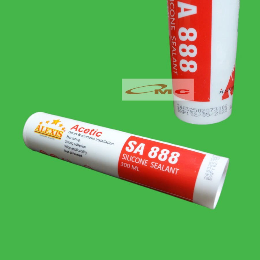 Silicone Sealant Lem Kaca Asam Alexis Acetoxy Silikon Sealent Silen 300 ML SA 888 Lem Sealant Aquarium Aluminium 300 G Gram SA-888 Satuan
