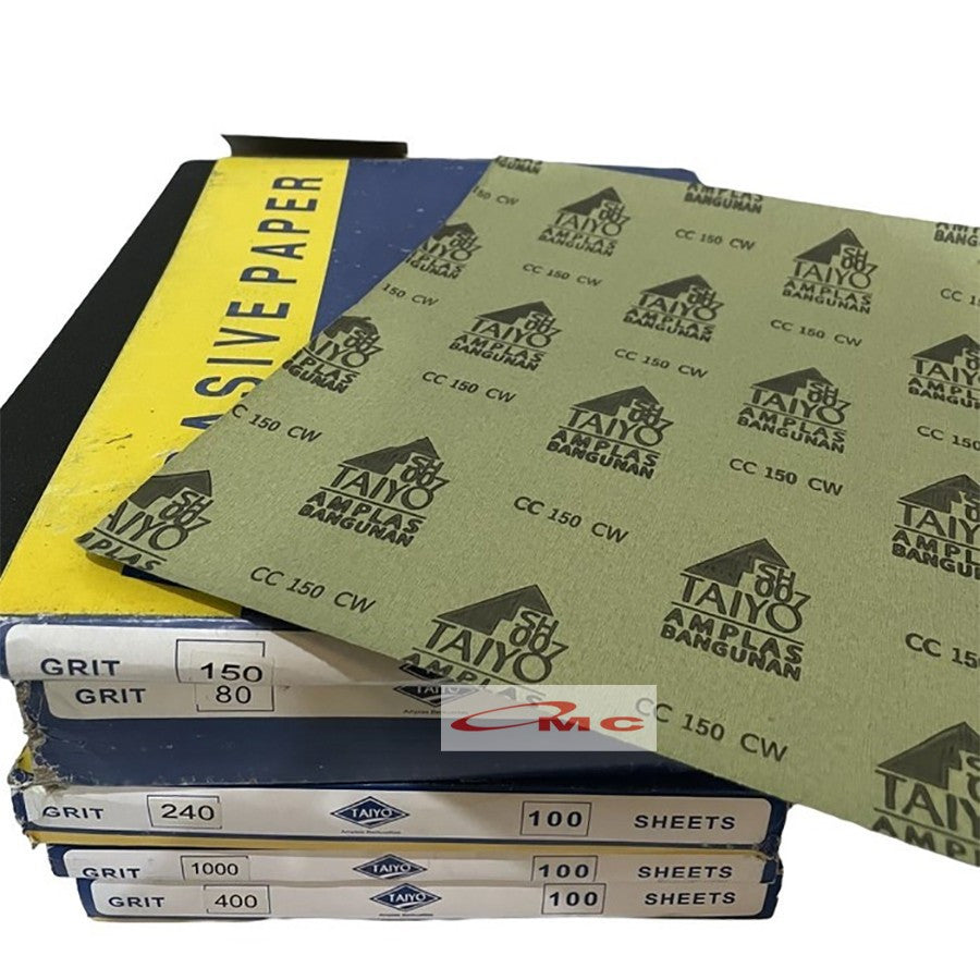 Amplas Ampelas Taiyo Abrasive Paper Asli SH 007 SH007 Grit Grid 60 80 100 120 150 180 220 240 280 500 Amplas Duco Taiyo Amplas Waterproof Duco Bangunan Amril Lembaran Lembar Taiyo SH-007