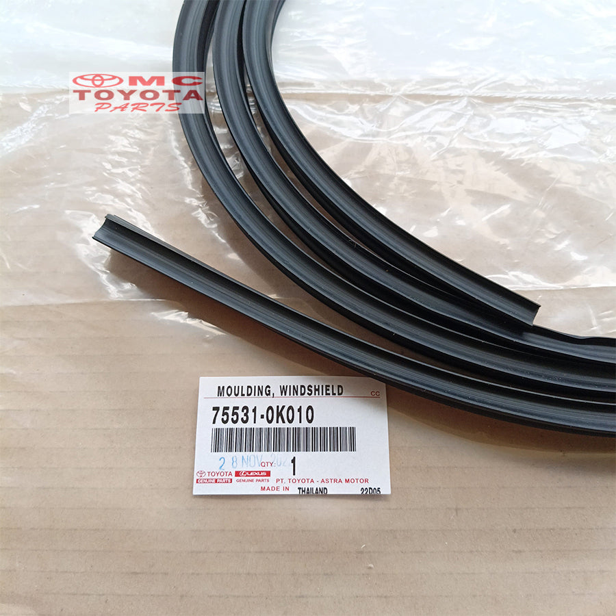 List Lis Kaca Depan Lis Karet Kaca Depan Original Toyota Fortuner Hilux Gen1 2004-2015 Ori Orisinil 75531-0K010 Moulding Windshield