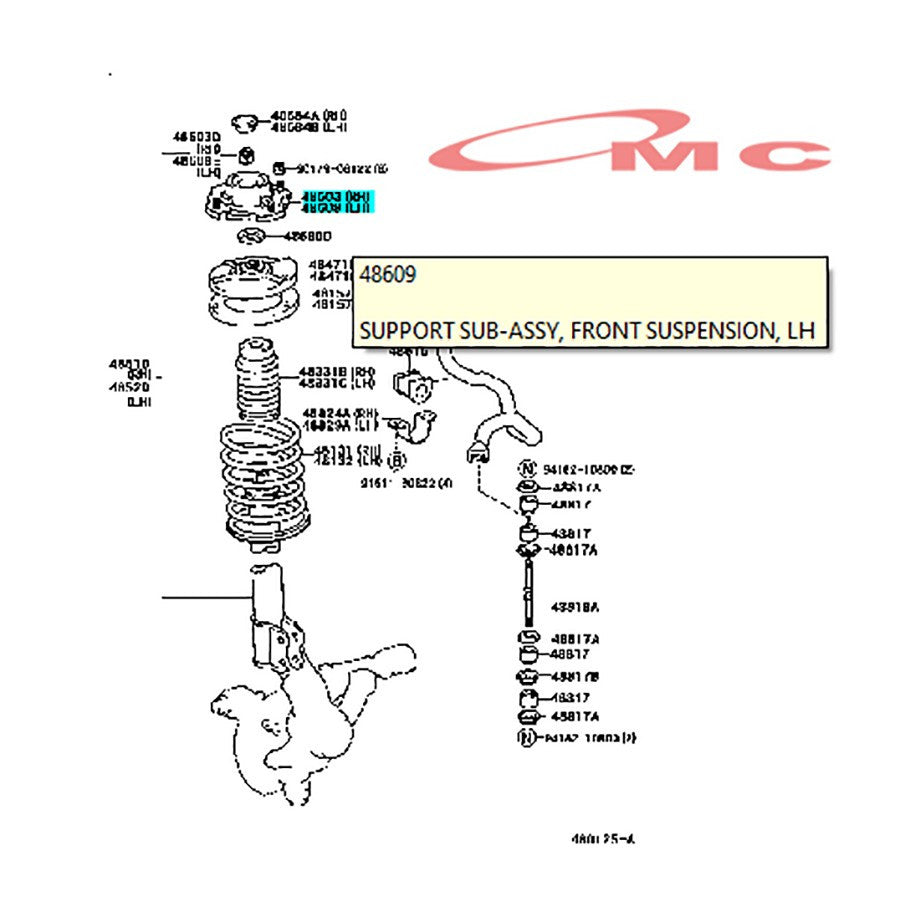 Karet Support Shock Absorber Breaker Depan Kanan Kiri Toyota Soluna 48609-16280-RC