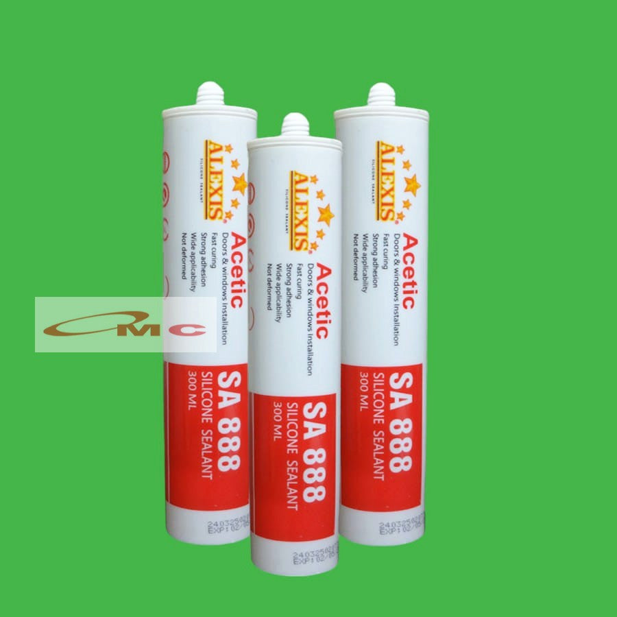 Silicone Sealant Lem Kaca Asam Alexis Acetoxy Silikon Sealent Silen 300 ML SA 888 Lem Sealant Aquarium Aluminium 300 G Gram SA-888 Satuan