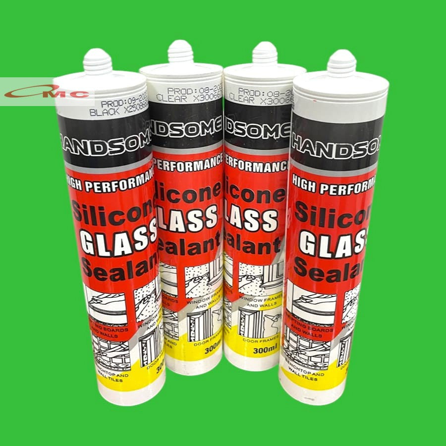 Lem Sealant Kaca Lem Kaca Botol Handsome Silicone Sealant Botol Black White Clear 300ml Asam Silikon Sealan Silen 300 ml Lem Silicone Glass Sealant Aluminium Lem Botol Kaca Aquarium Lem Sealent Silicon Glass Bening Putih Hitam Handsome Botol 300ML