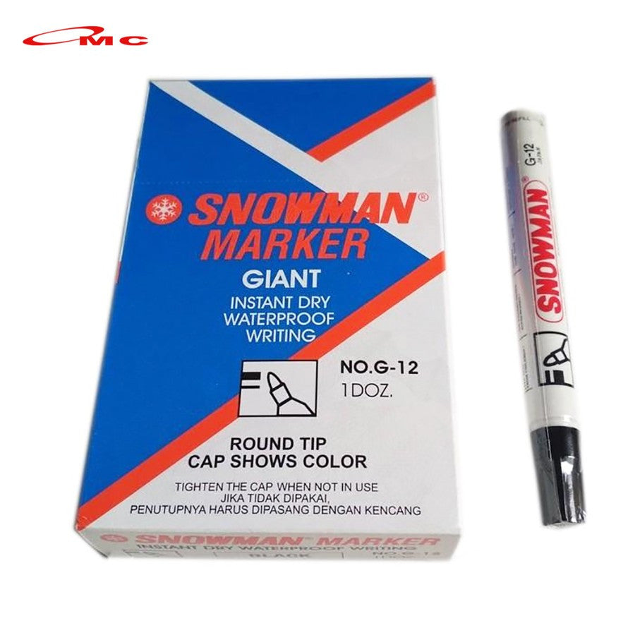 Spidol Permanen Snowman G12 G-12 G 12 Spidol Snowman Permanent Spidol G12 Permanen Spidol Permanent Marker Spidol Papan Tulis Hitam Biru