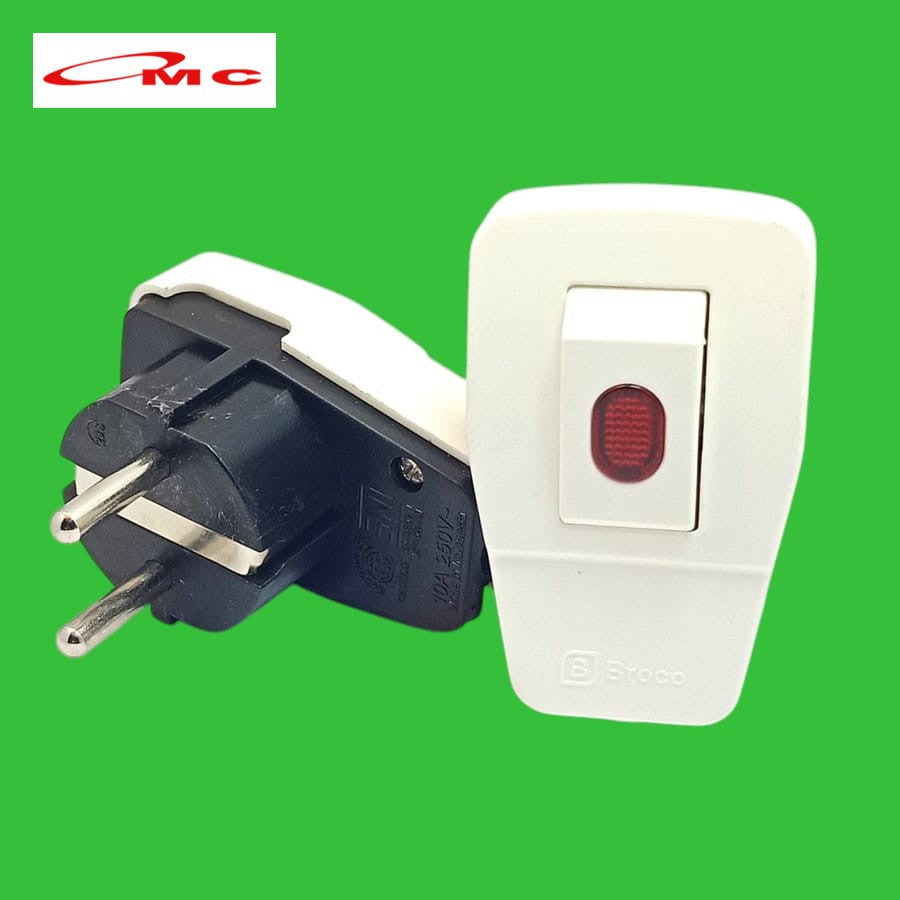 Broco Steker Arde Saklar Switch Lampu On Off 13311 Putih Colokan Broco Steker Saklar On Off Kepala Colokan Listrik 2 Kaki Kepala Steker Listrik 2 Pin