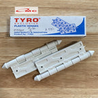 Tyro Engsel PVC Plastik Putih 4,5" Engsel Pintu Kamar Mandi Sepasang + Sekrup Engsel Pintu Plastik PVC Engsel Pintu PVC Engsel Plastik 4.5" 4,5 Inch