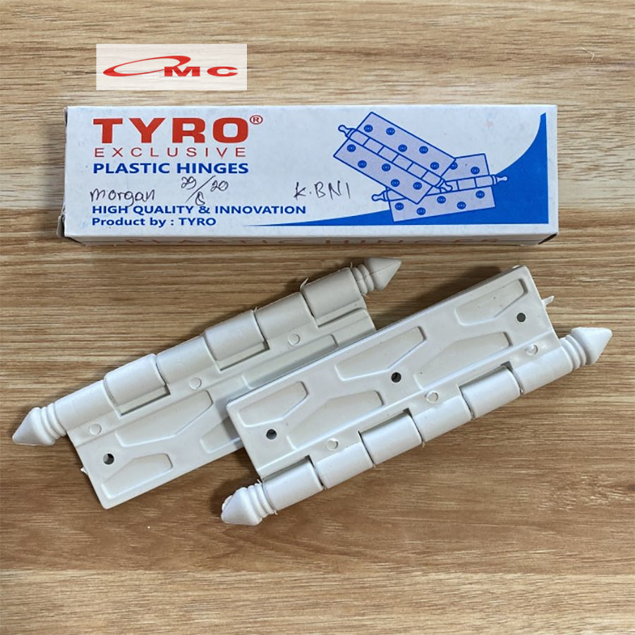 Tyro Engsel PVC Plastik Putih 4,5" Engsel Pintu Kamar Mandi Sepasang + Sekrup Engsel Pintu Plastik PVC Engsel Pintu PVC Engsel Plastik 4.5" 4,5 Inch