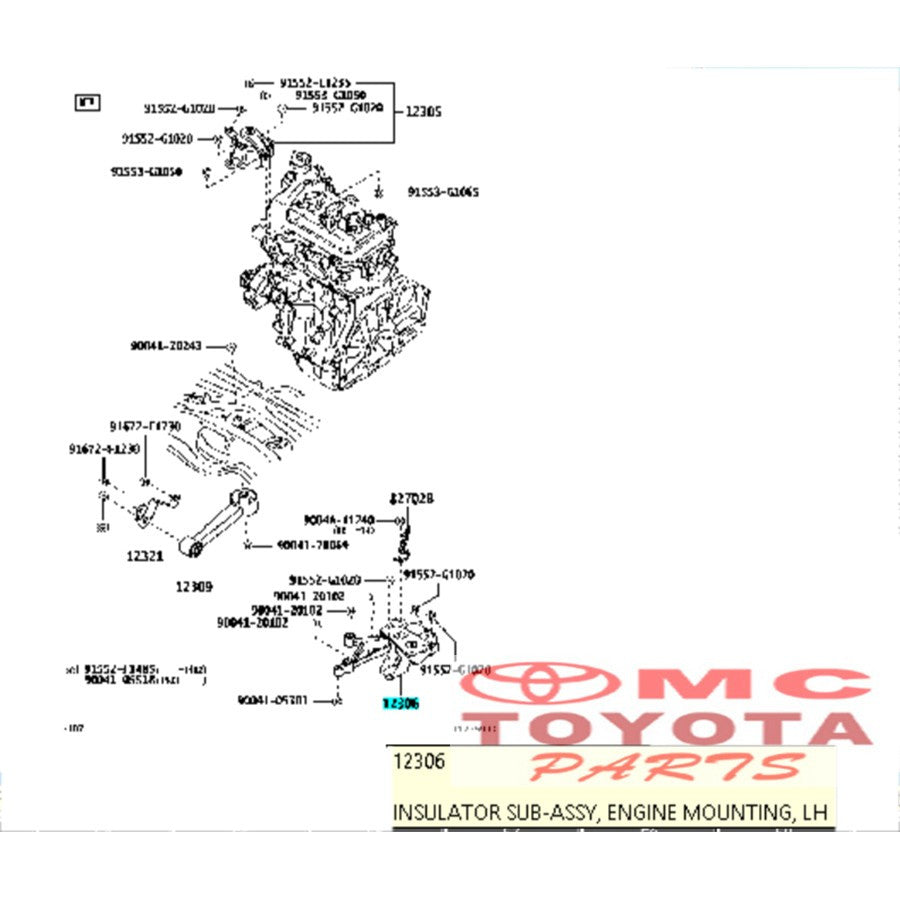 Insulator Sub Assy Engine Mounting Dudukan Pangkon Mesin Tranmisi Kanan Kiri Agya Alya AT Matic MT Manual Original Toyota