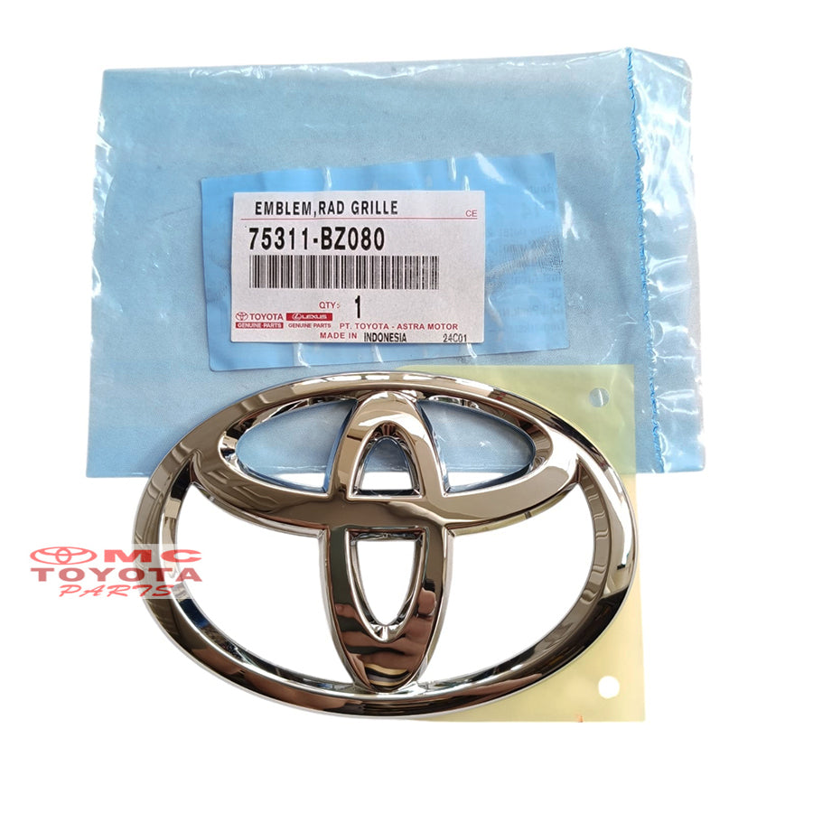Emblem Logo Chrome Depan Grill Grille Radiator Original Toyota Avanza Rush Emblem Logo Pintu Bagasi Toyota Veloz 2021 Up 75311-BZ080 Emblem Radiator Depan Emblem Depan Radiator Sticker Stiker