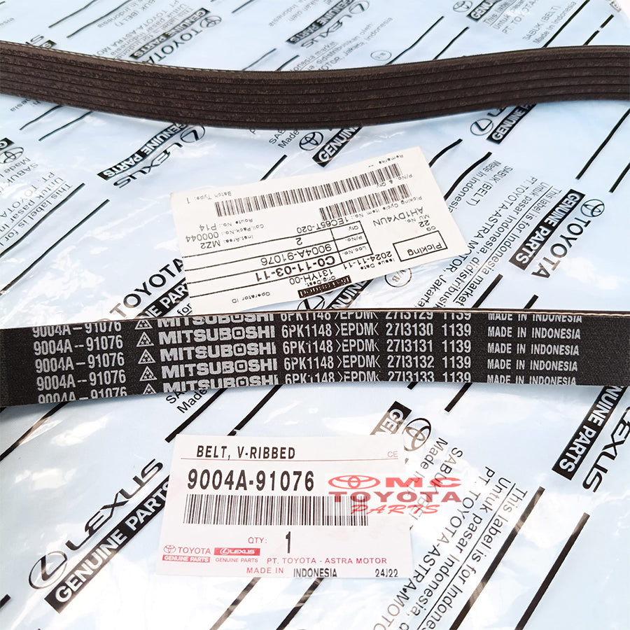 Tali Kipas Fan Belt Van Belt V Belt Fanbelt 6PK1148 Original Toyota All New Avanza Veloz Xenia 2022 Up 9004A-91076