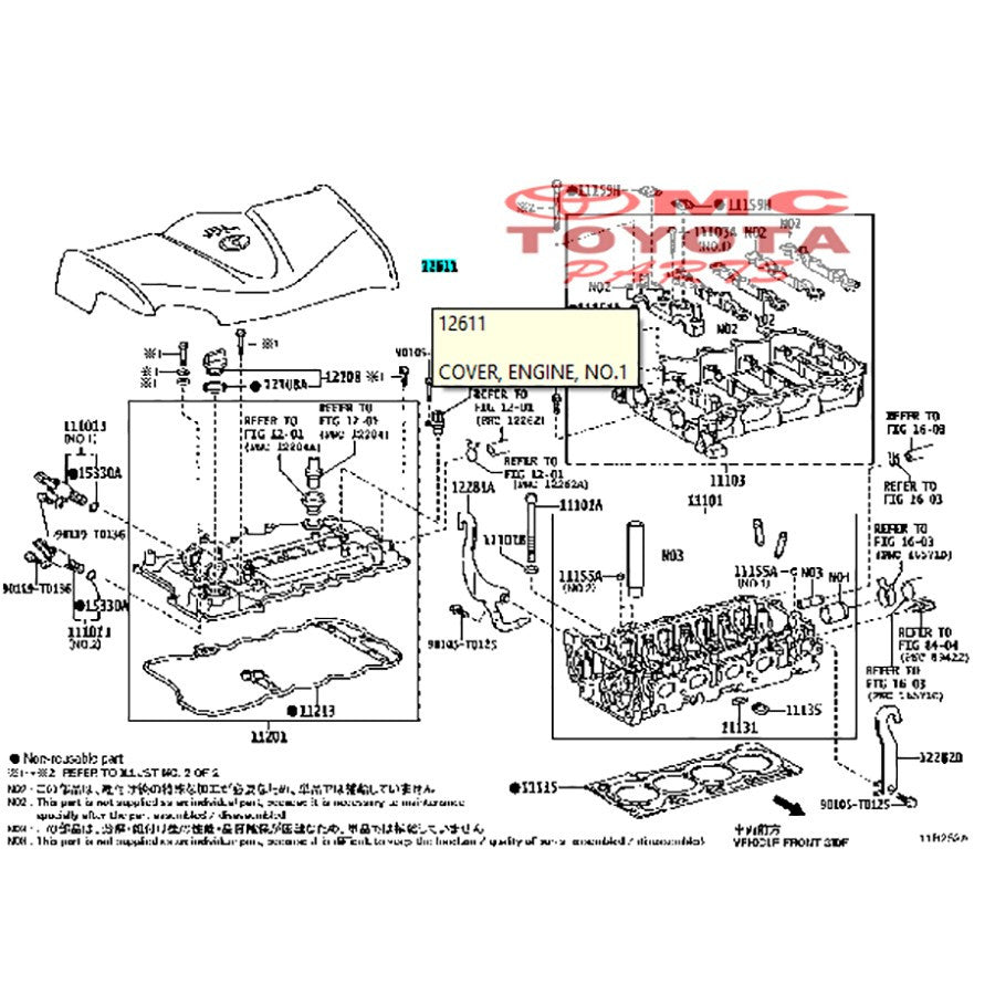 Cover Tutup Mesin Atas Cover Engine Tutup Kap Atas Toyota Sienta Dual VVT-i 2016-2023 Original 12611-0Y080