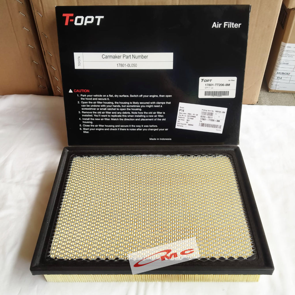 Filter Saringan Udara Innova Reborn Diesel Fortuner VRZ SRZ Diesel Orisinil T-OPT 17801-TT206-8M