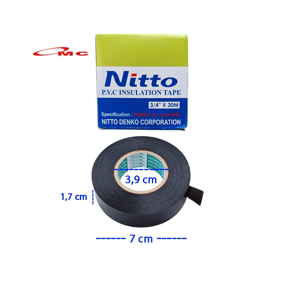 Isolasi Kabel Listrik NITTO 3/4" X 30M PVC Insulation Tape Isolasi Nitto Nito Lakban Listrik Isolasi Listrik Selotip Kabel Solasi Listrik Selotip Listrik Solasi Kabel Electrical Tape Hitam
