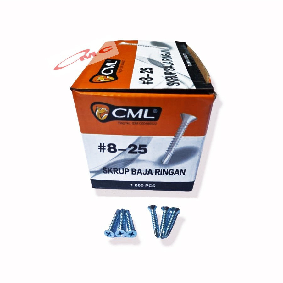 Camel Skrup Sekrup Baja Ringan Baut Paku Papan Grc Roofing Rofing Rufing Ruping Self Drilling Screw SDS Kepala Plus Putih 8x25 8 X 25 mm Pcs Satuan