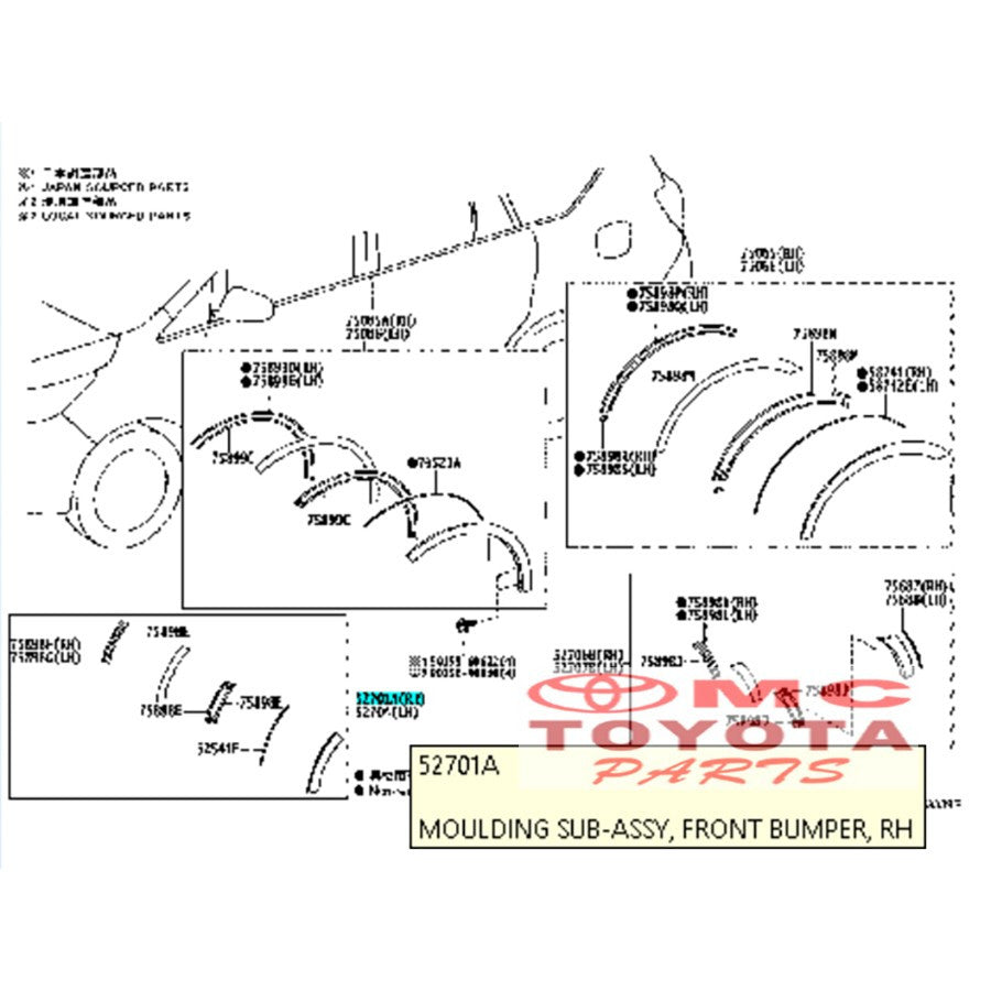 Molding Moulding Extension Bumper List Spoiler Fender Bodykit Over Fender Bodykit Quarter Bumper Depan Pendek Kanan Kiri Innova Reborn Venturer Original 52701-YP010 52704-YP010