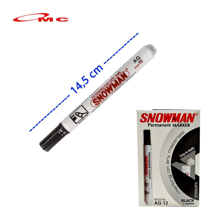 Spidol Permanen Snowman AG12 AG 12 AG-12 Spidol Snowman Permanent Spidol AG12 Permanen Spidol Permanent Marker Tinta Permanen AG-12 Spidol Papan Tulis