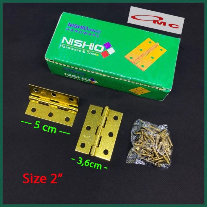 Engsel Tipis Kuning Gold Plate 2" 3" Inch Nishio Sudah Termasuk Sekrup Skrup Engsel Jendela Engsel Pintu Engsel Besi Jendela Pintu 2 3 Inch Per Pcs Satuan
