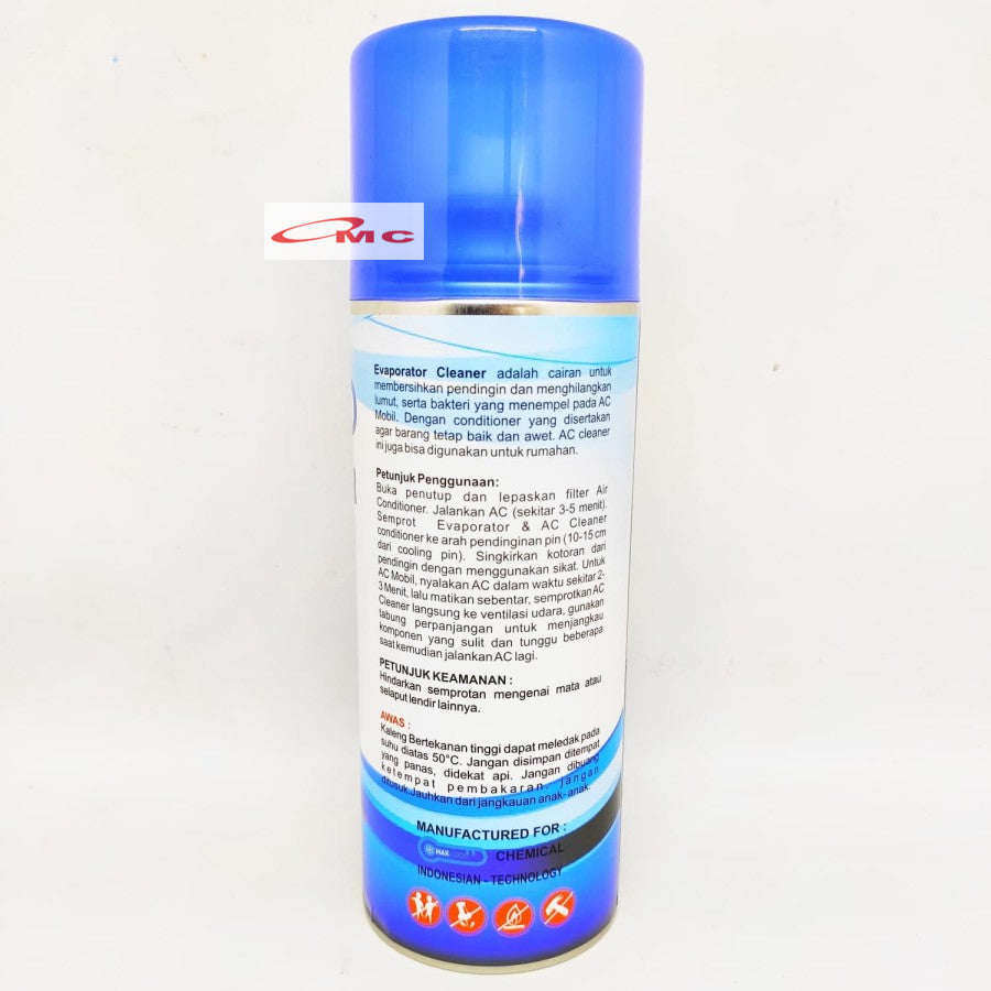 MAXCOOL AC CLEANER SPRAY EVAPORATOR Pembersih Kisi Kisi AC Mobil Rumah Ruangan Foam Anti Bakteri 400 ML
