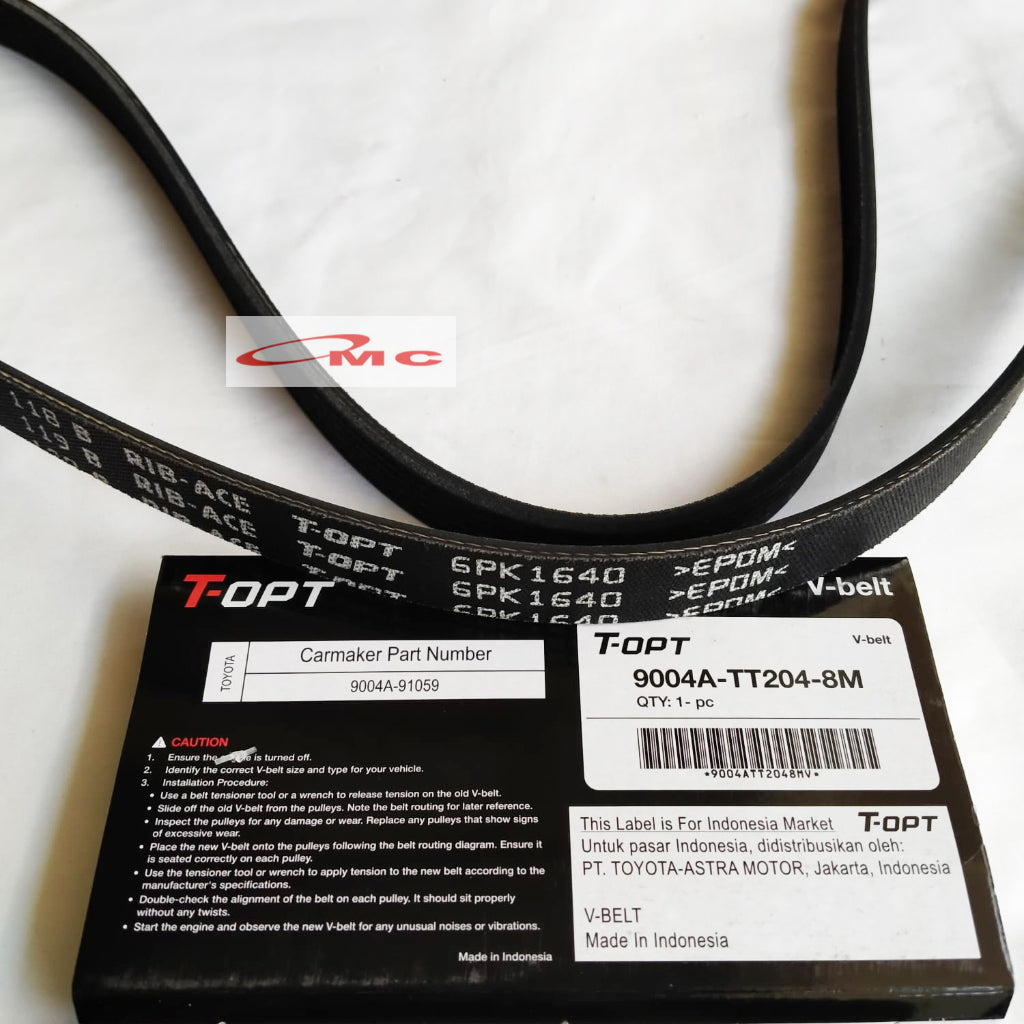 Tali Kipas Fan Belt Van Belt V Belt Fanbelt Avanza Veloz 1.5CC Rush Terios Orisinil T-OPT 9004A-TT204-8M