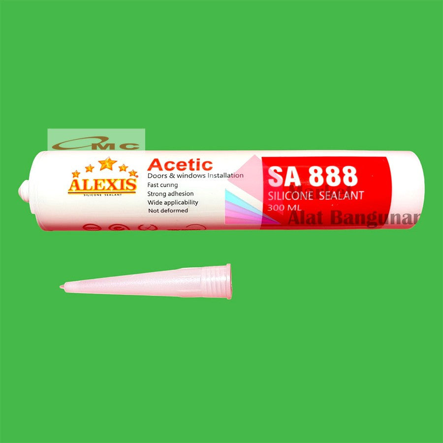 Silicone Sealant Lem Kaca Asam Alexis Acetoxy Silikon Sealent Silen 300 ML SA 888 Lem Sealant Aquarium Aluminium 300 G Gram SA-888 Satuan