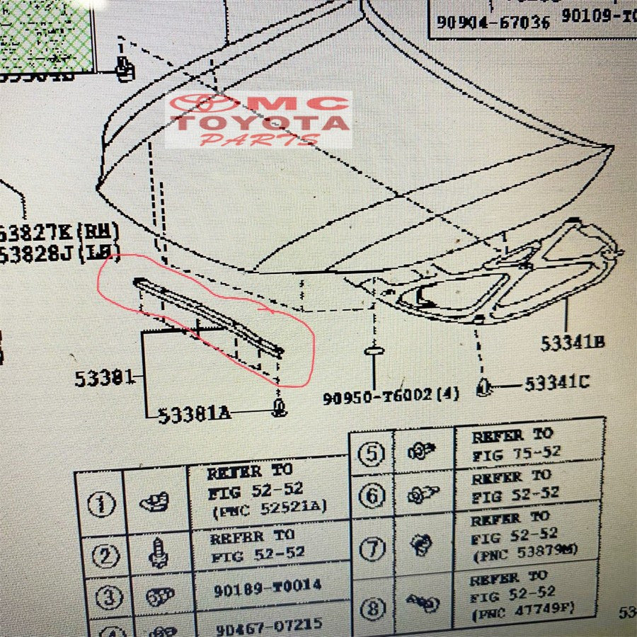 Karet Kap Mesin Motor Bagian Depan Toyota New Fortuner VRZ Original 53381-0K110 Seal Hood Radiator
