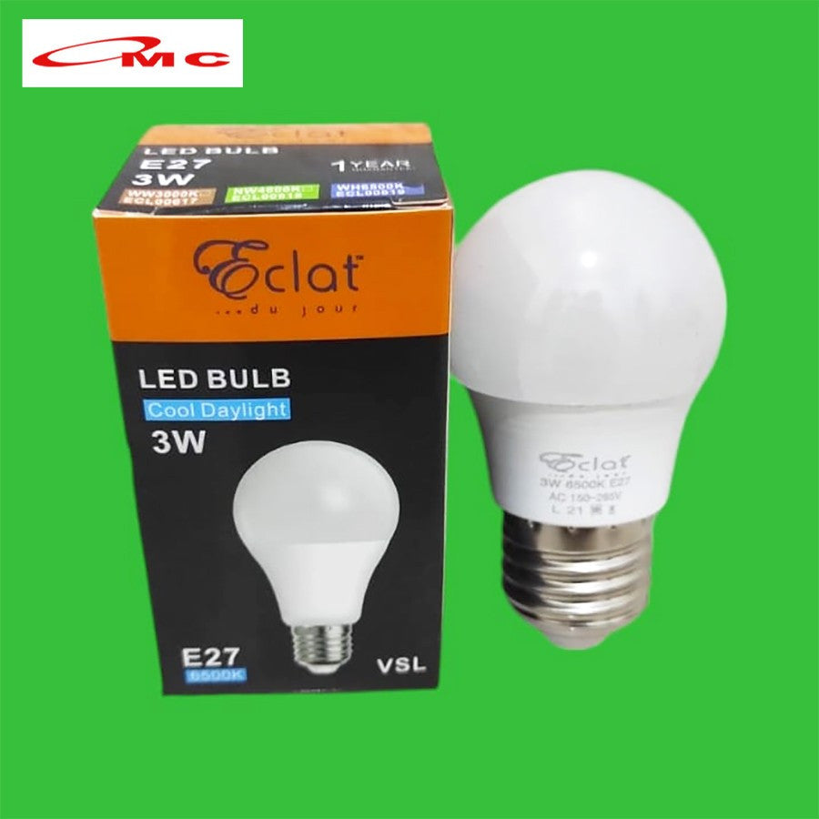 Eclat Lampu LED 3W / 9W Bolam Bohlam 3 / 9 Watt Cahaya Putih Lamp LED Bulb 3Watt / 9Watt CDL E27 Bohlam LED
