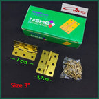 Engsel Tipis Kuning Gold Plate 2" 3" Inch Nishio Sudah Termasuk Sekrup Skrup Engsel Jendela Engsel Pintu Engsel Besi Jendela Pintu 2 3 Inch Per Pcs Satuan