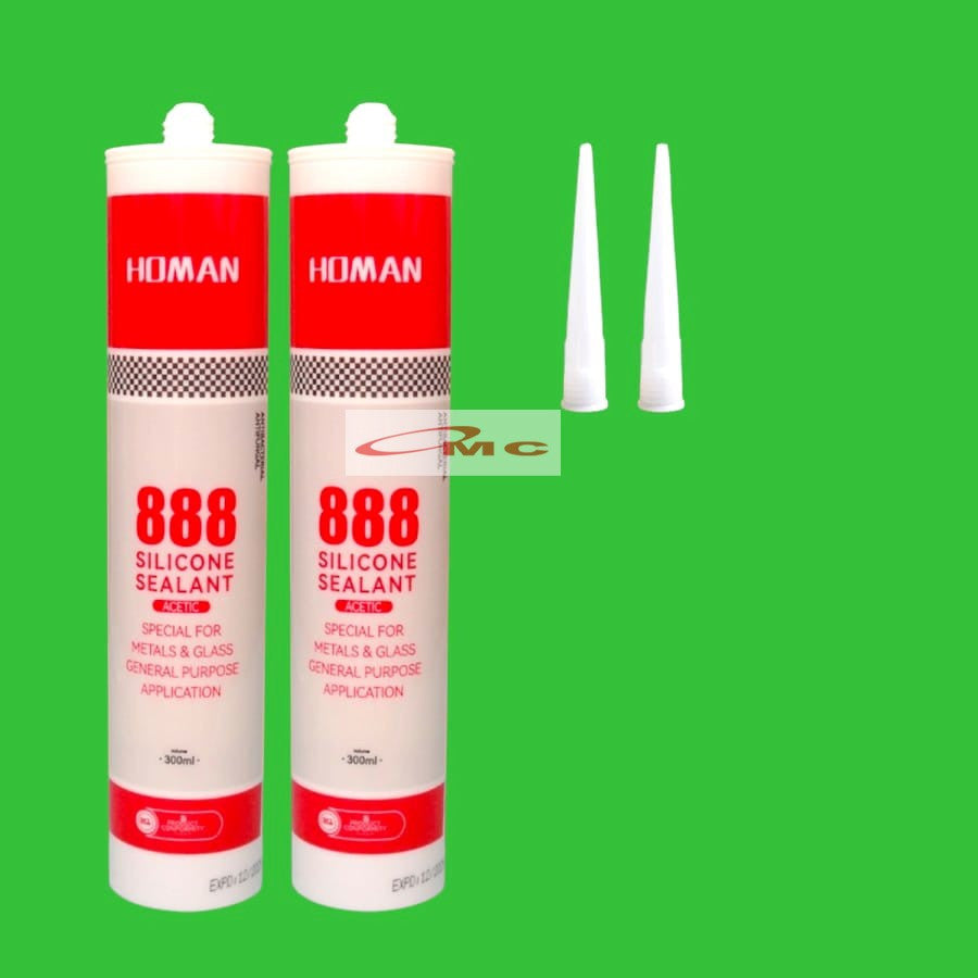 Silicone Sealant Lem Kaca Asam Homan 888 300ml Lem Sealant Kaca Lem Kaca Botol Black White Clear Silikon Sealan Silen 300 ml Lem Silicone Glass Sealant Aluminium Lem Botol Kaca Aquarium Lem Sealent Silicon Glass Bening Putih Hitam