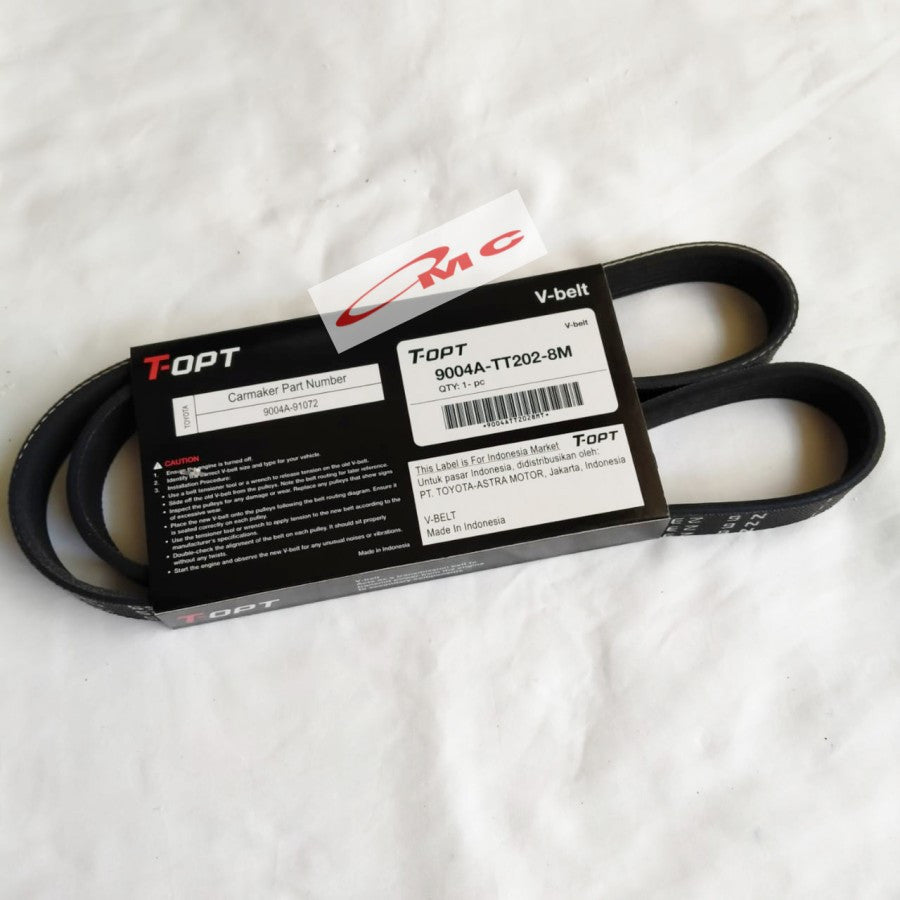 Tali Kipas Fan Belt Van Belt V Belt Fanbelt Calya Sigra Agya Ayla 1200cc Orisinil T-OPT 9004A-TT202-8M