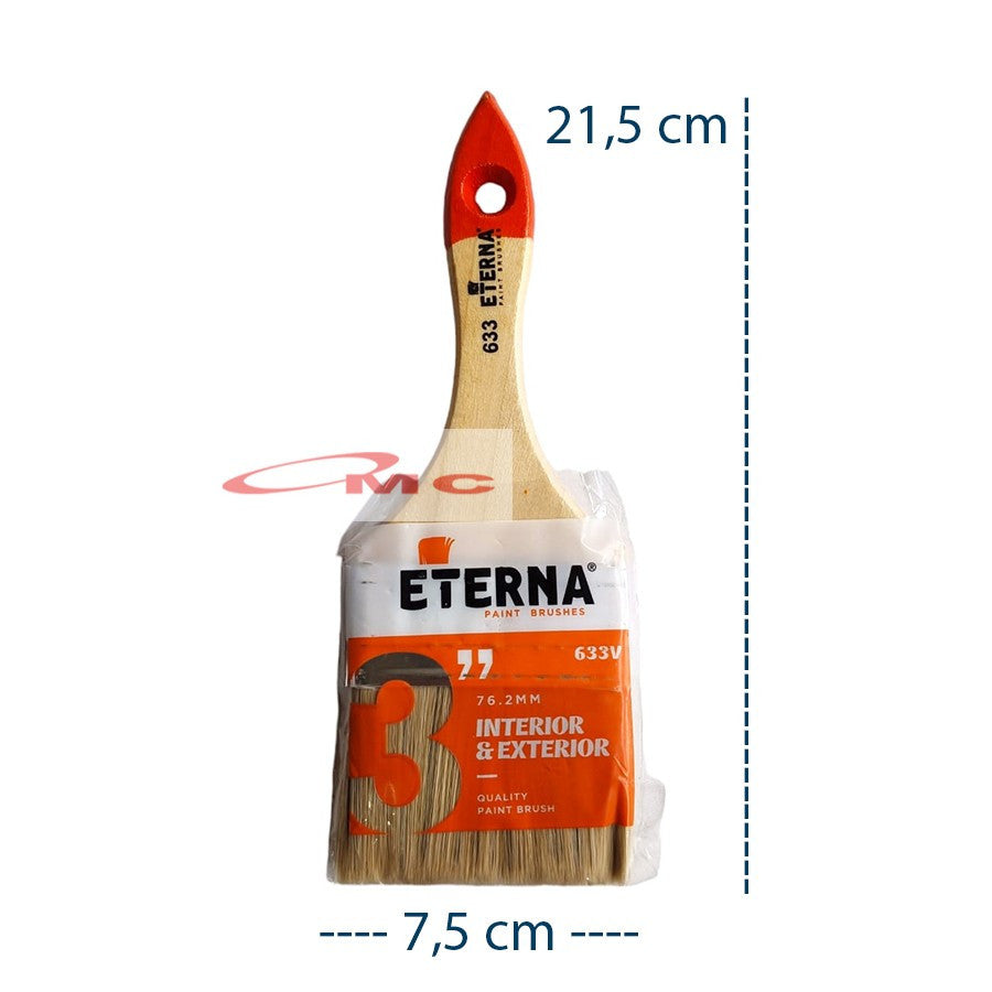 Kuas Cat Eterna 633 Bulu Tebal Gagang Kayu Kuas Cat Tembok 1" 1,5" 2" 2,5" 3" 4" In 1 2 3 4 Inch Kuas Eterna Kuas Kayu Kuas Tembok Koas Cat Dinding